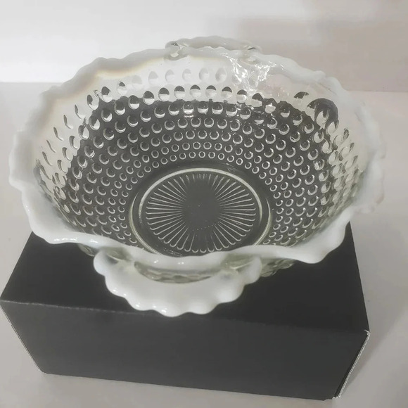 Vintage Anchor Hocking Hobnail Moonstone Clear Opalescent  Bowl. - Picture 2 of 9